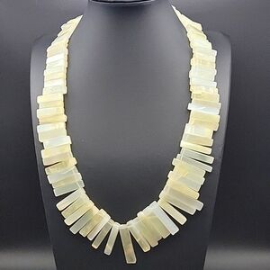 Flat Slab 830 Cts White Agate Natural Gemstone Beaded Necklace Handmade Beads